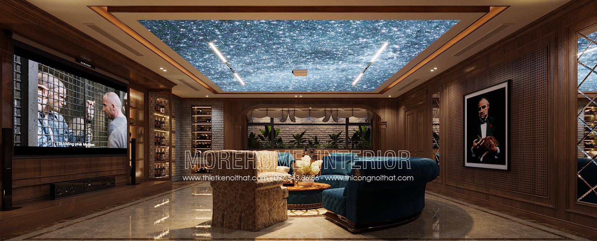 Sofa tân cổ điển đẹp cho tầng hầm biệt thự