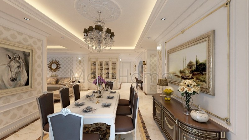 Thiết kế nội thất phòng ăn cổ điển, tân cổ điển