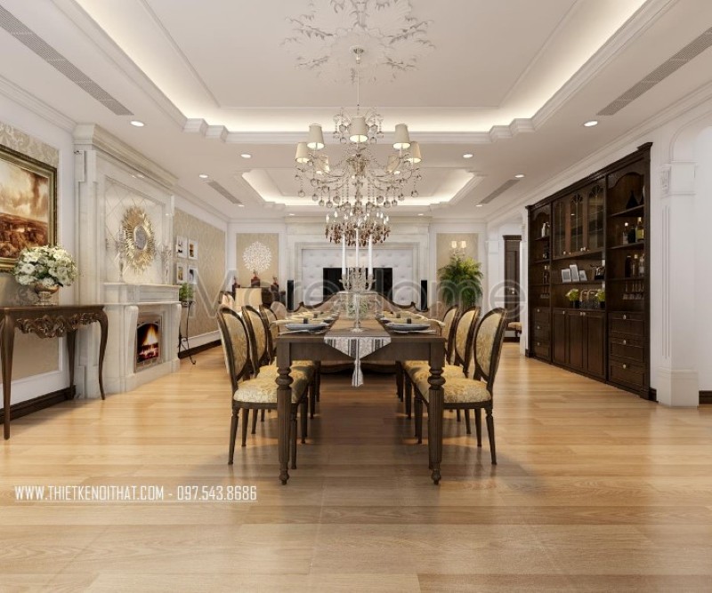 Thiết kế nội thất phòng ăn cổ điển, tân cổ điển