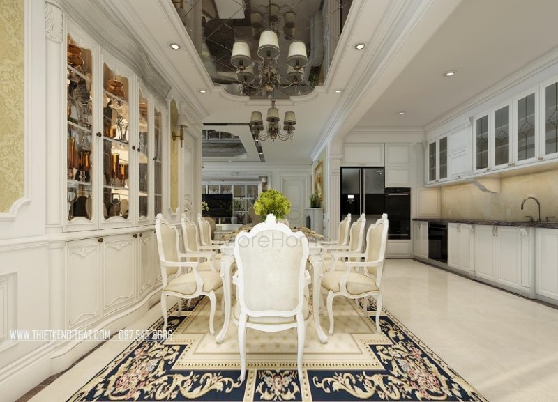 Thiết kế nội thất phòng ăn cổ điển, tân cổ điển